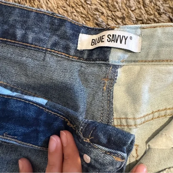 ASNY Two-Tone Denim Jean Shorts - Picture 2 of 5